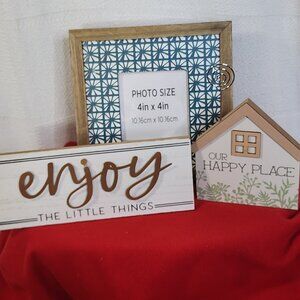 Hudson Farmhouse Botanical Bohemia 3pc Enjoy Boho Picture Frame Happy Holder Set